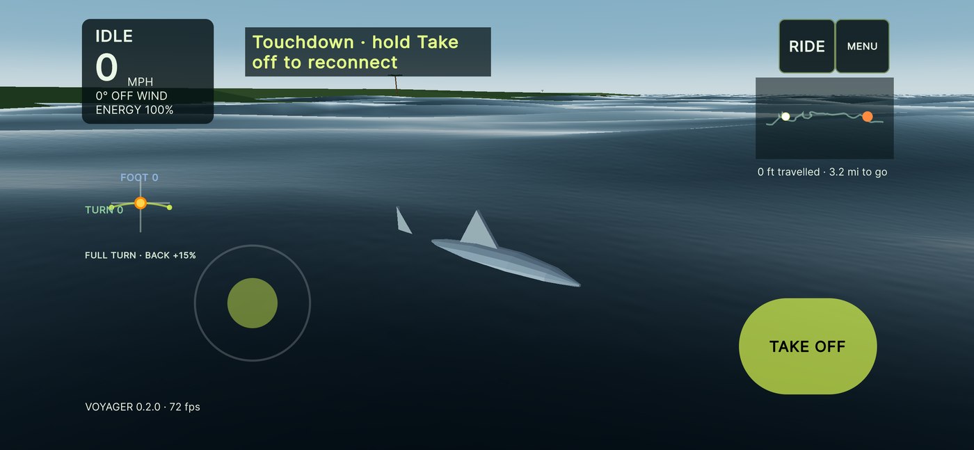 Shark crossing the water in a Voyager development capture